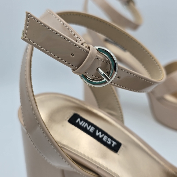 Nine West Joya3 Block Heel Ankle Strap Sandals, Nude, like-new, Size 9M - Picture 2 of 16